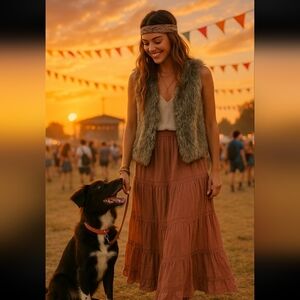 Large New Directions Faux Fur Vest Gray Brown Soft Plush Winter Boho Layering